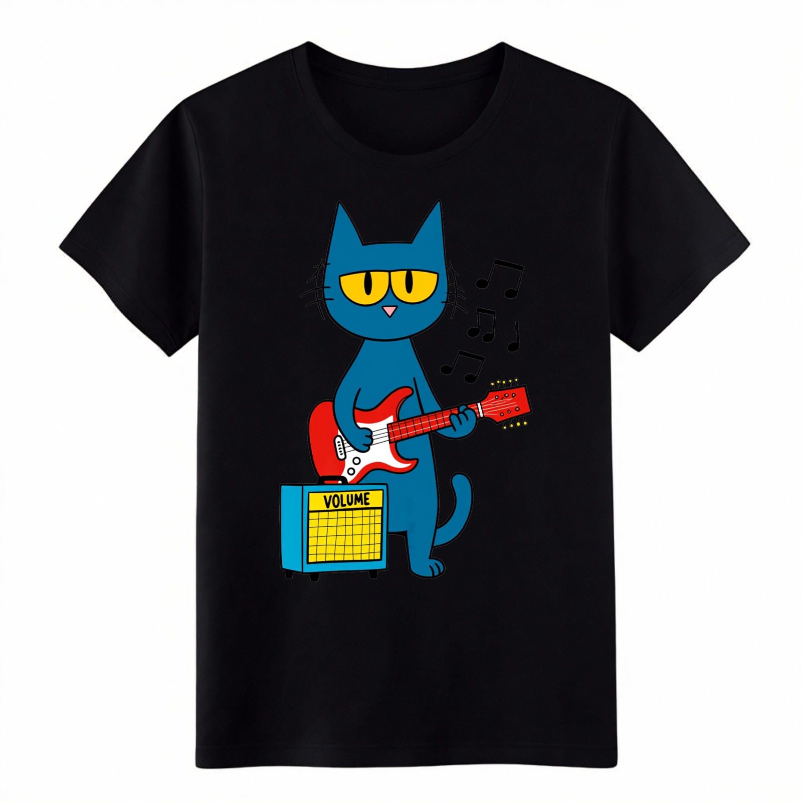 Cool Blue Cat Playing Guitar T-Shirt, Funny Rock Music Cat Graphic Tee gallery