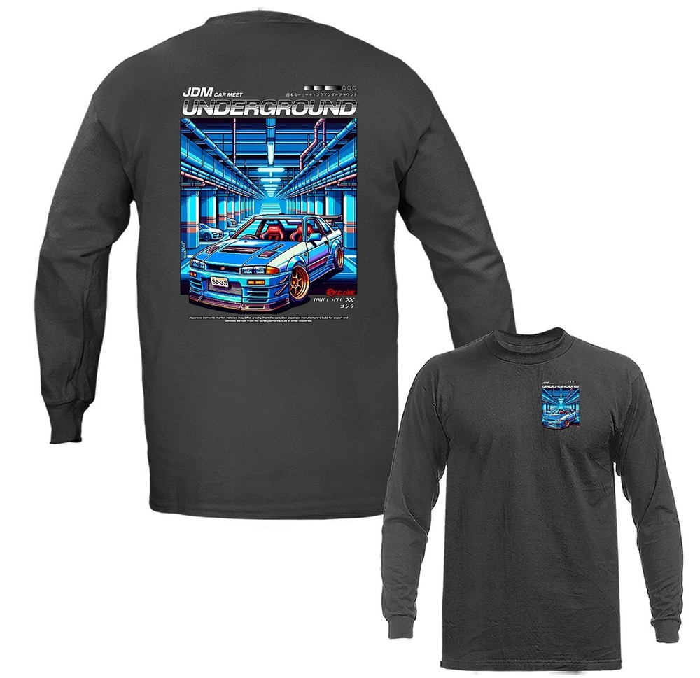 Pixelated JDM Imported Tuned Custom JDM Sports Car Long Sleeve