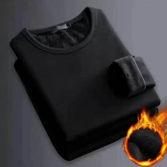 Winter Men’s Long-sleeved Thermal Underwer T-Shirt Fleece Bottoming Shirt Round