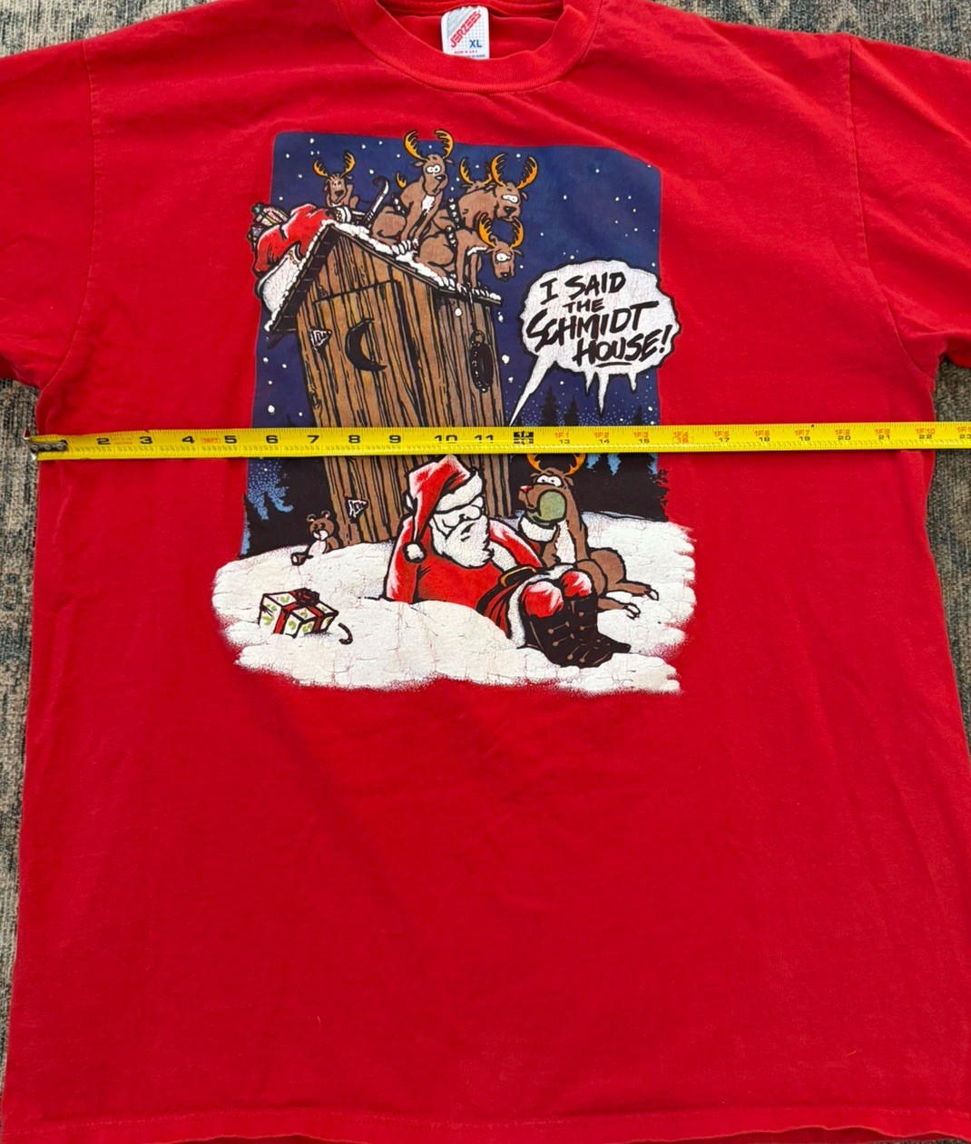 Vintage Christmas “Schmidt House” Santa Rudolph 90s Jerzees T-Shirt XL Comics gallery