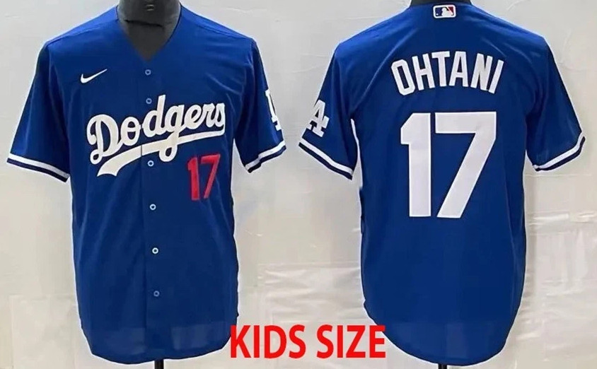 Blue #17 Shohei Ohtani Baseball Jersey 3D AOP Kids Youth WA783