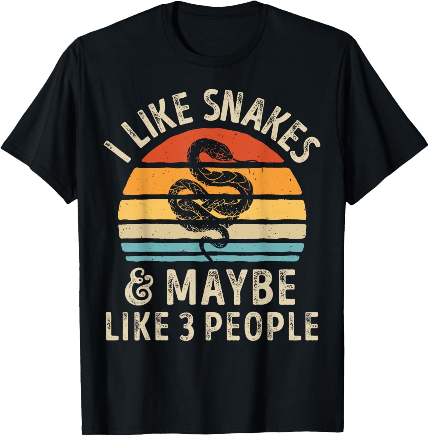 I Like Snakes and Maybe 3 People Snake Reptile Lover Retro T-Shirt gallery