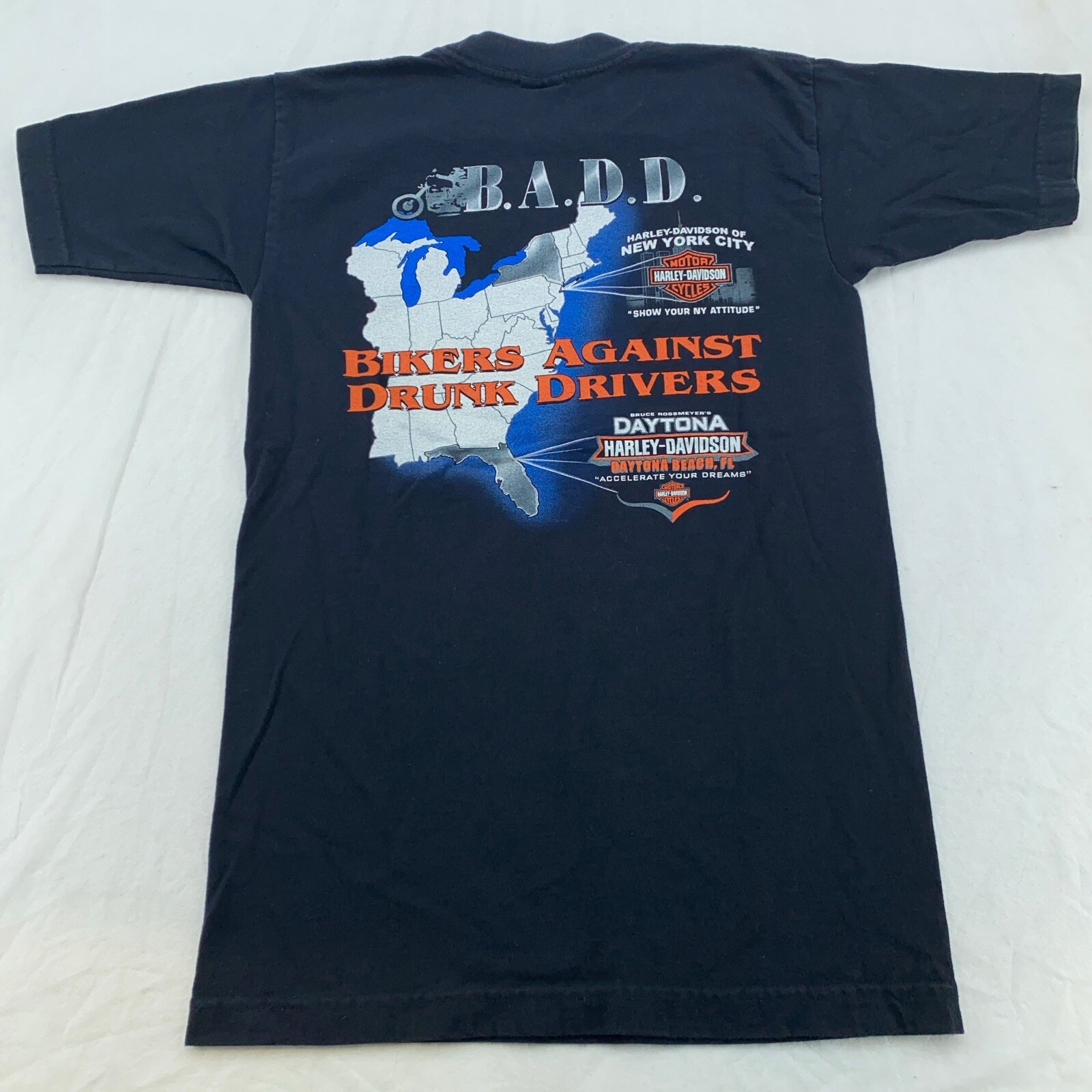 vtg HARLEY DAVIDSON BIKERS AGAINST DRUNK DRIVERS NYC T-Shirt 2XS/XS motorcycle gallery