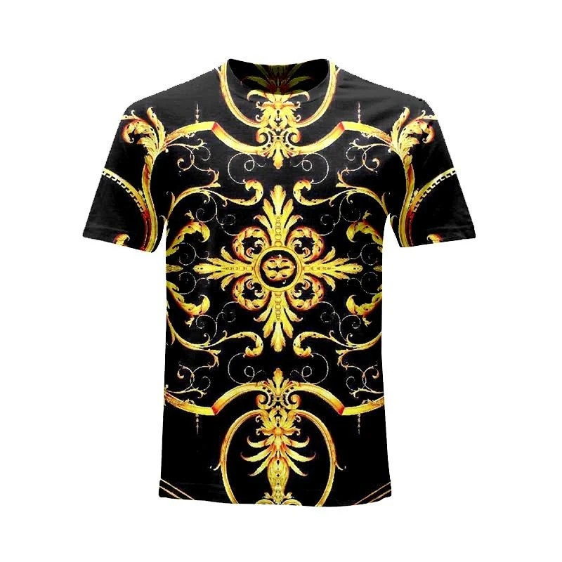 Men Unisex Baroque Golden 3D Print T-Shirt Crew Neck Streetwear Tee 2XS-5XL gallery