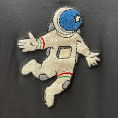 Eighty Eight Men’s Size Medium Astronaut Appliqué Black T-Shirt Textured 3D