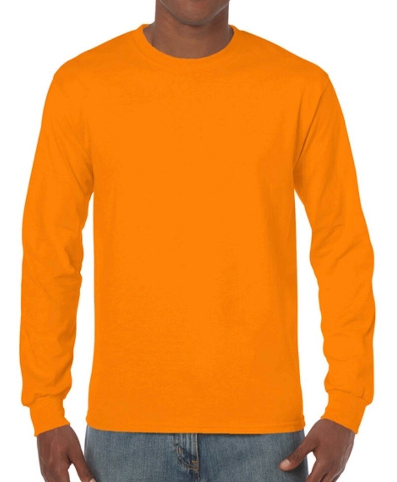 First Quality Gildan S Orange Heavy Cotton Adult Long Sleeve T-Shirt, Size Small