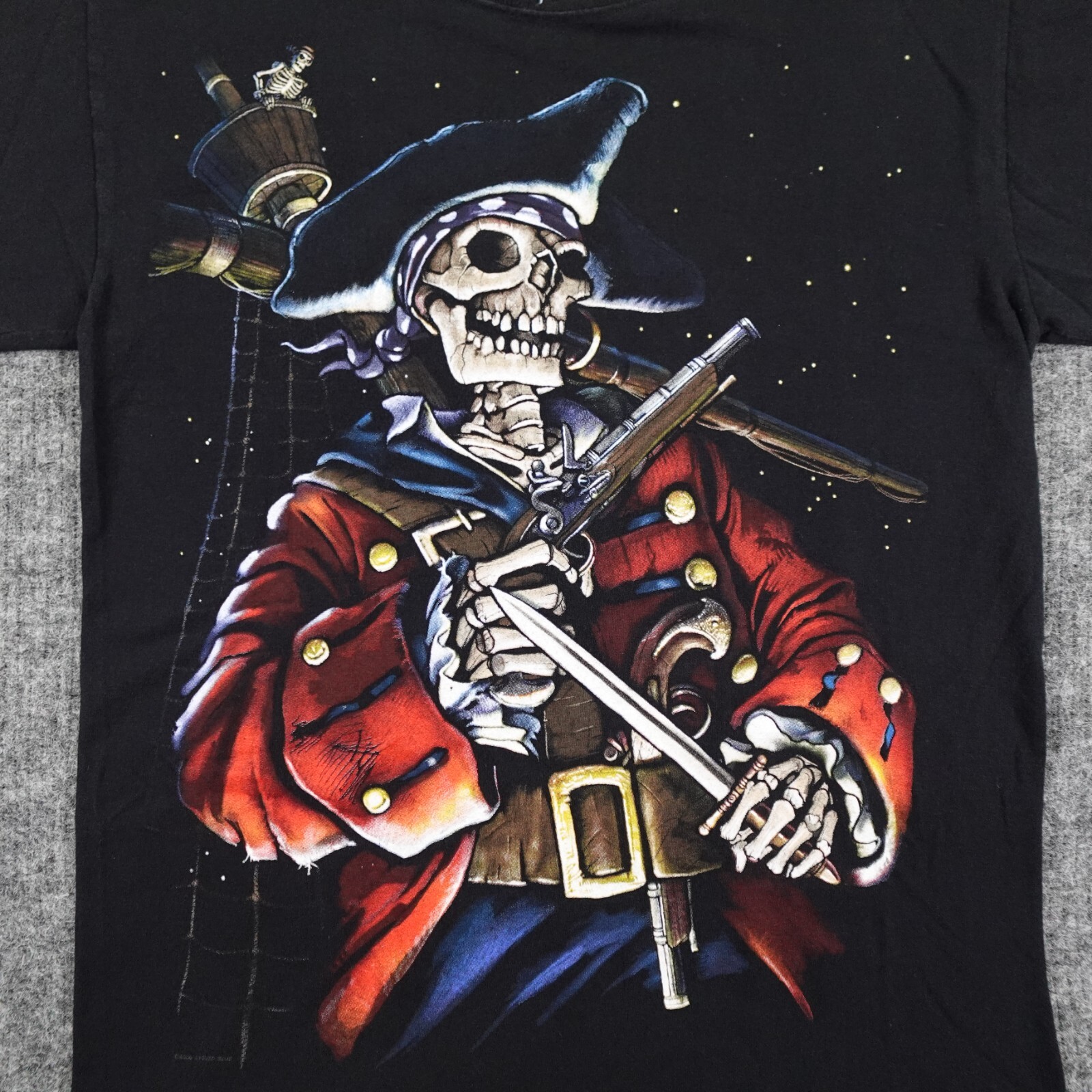 Vintage Liquid Blue T-Shirt Adult Medium Black Dead Skeleton Pirate Y2K 2000’s