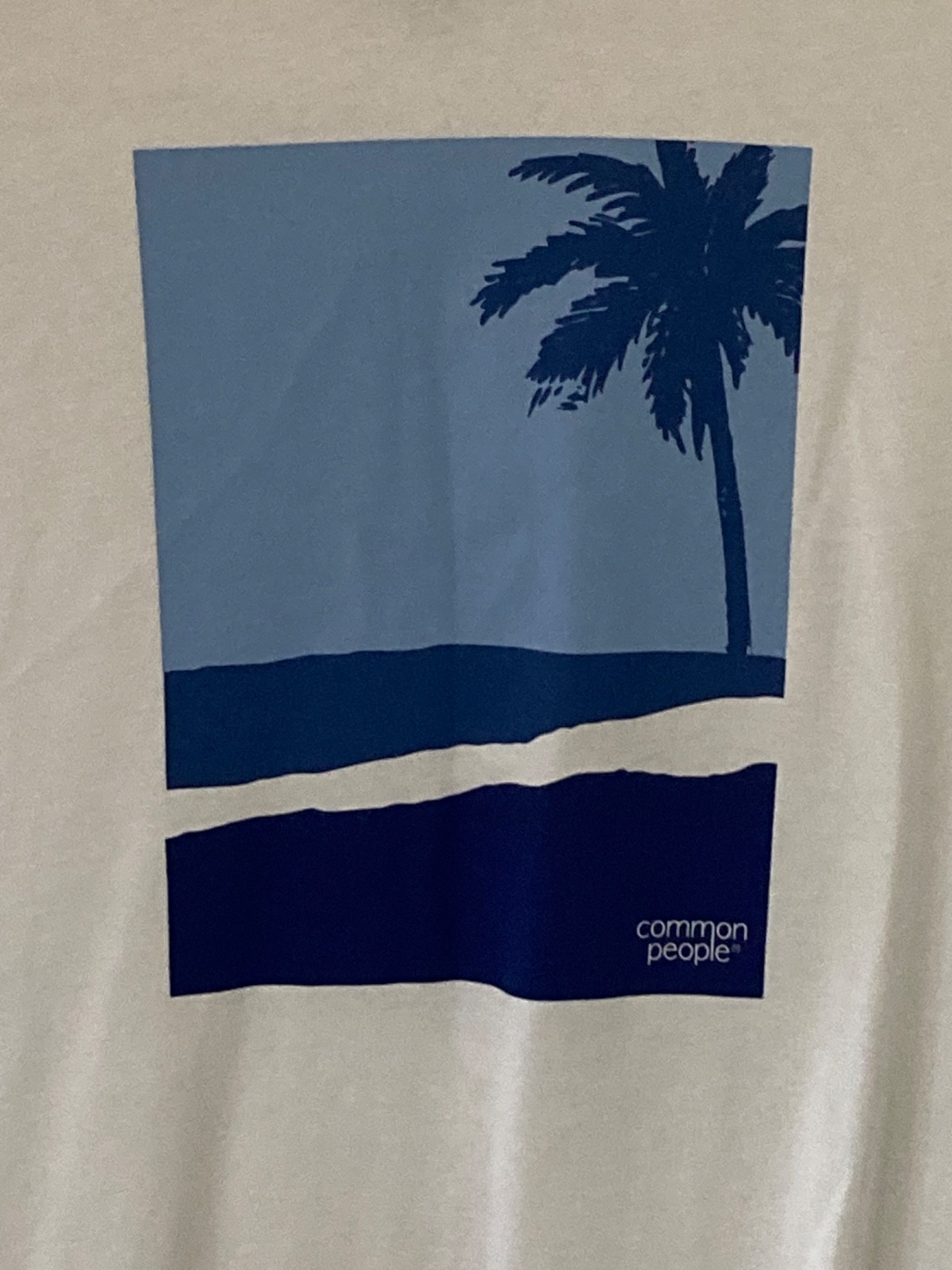 Common People T Shirt Men's Medium White Blue 100% Cotton Graphic Print Tropical gallery