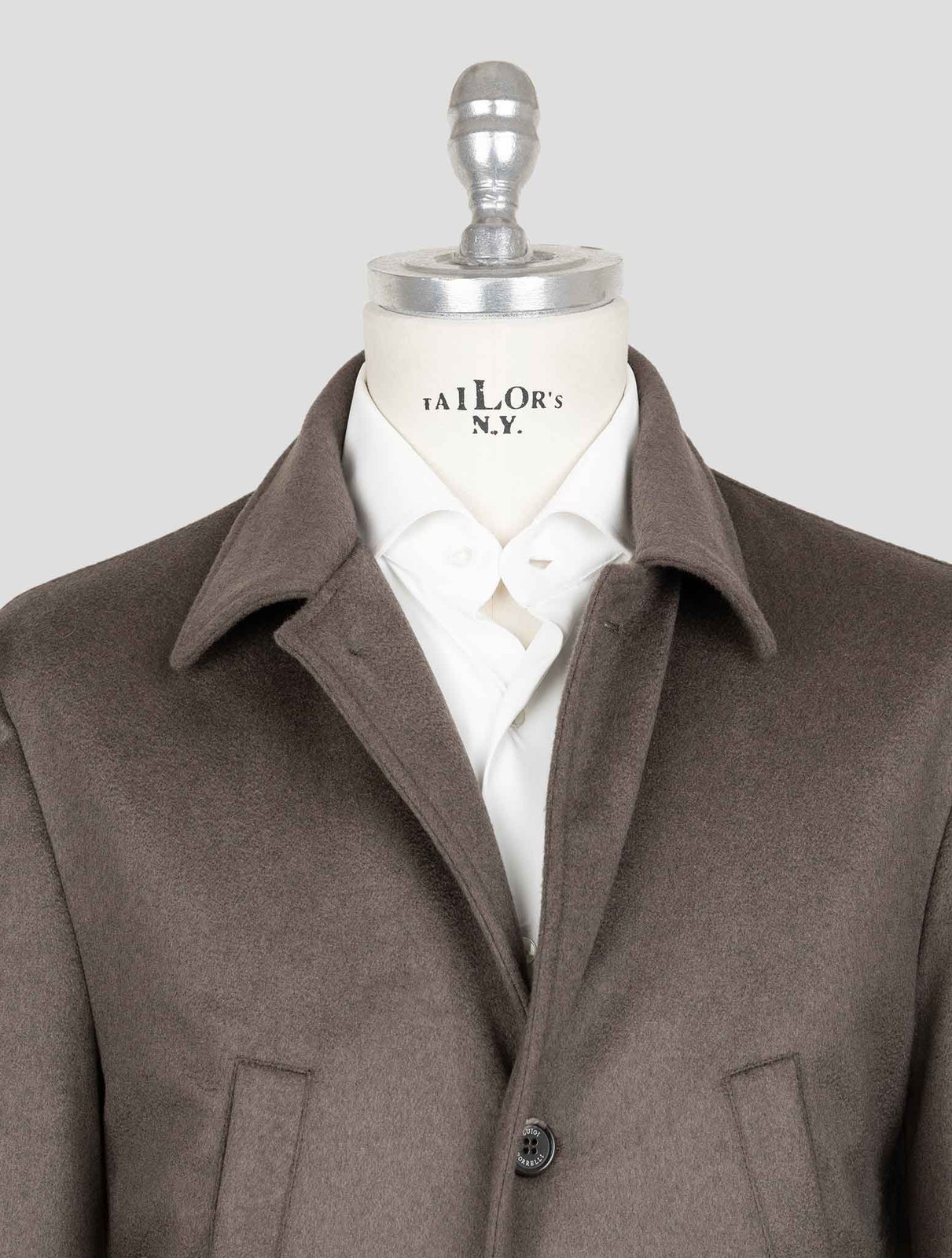 NEW LUIGI BORRELLI BROWN CASHMERE VIRGIN WOOL OVERCOAT US 46 - EU 56 BOR28 gallery