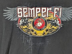 USMC US Marine Corps Semper Fi Logo Military Crest Black Graphic T-shirt Large