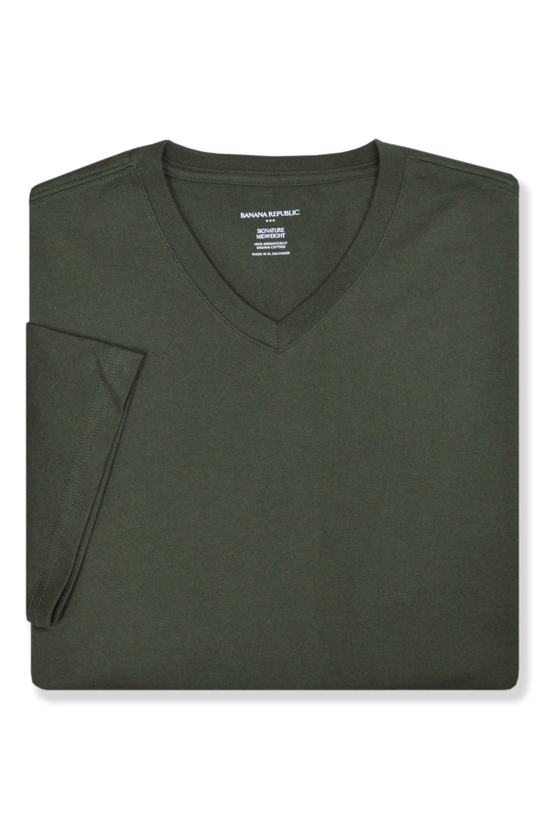 Banana Republic F Mens Green Midweight Cotton V-neck Tee Shirt Medium M BR-010 gallery