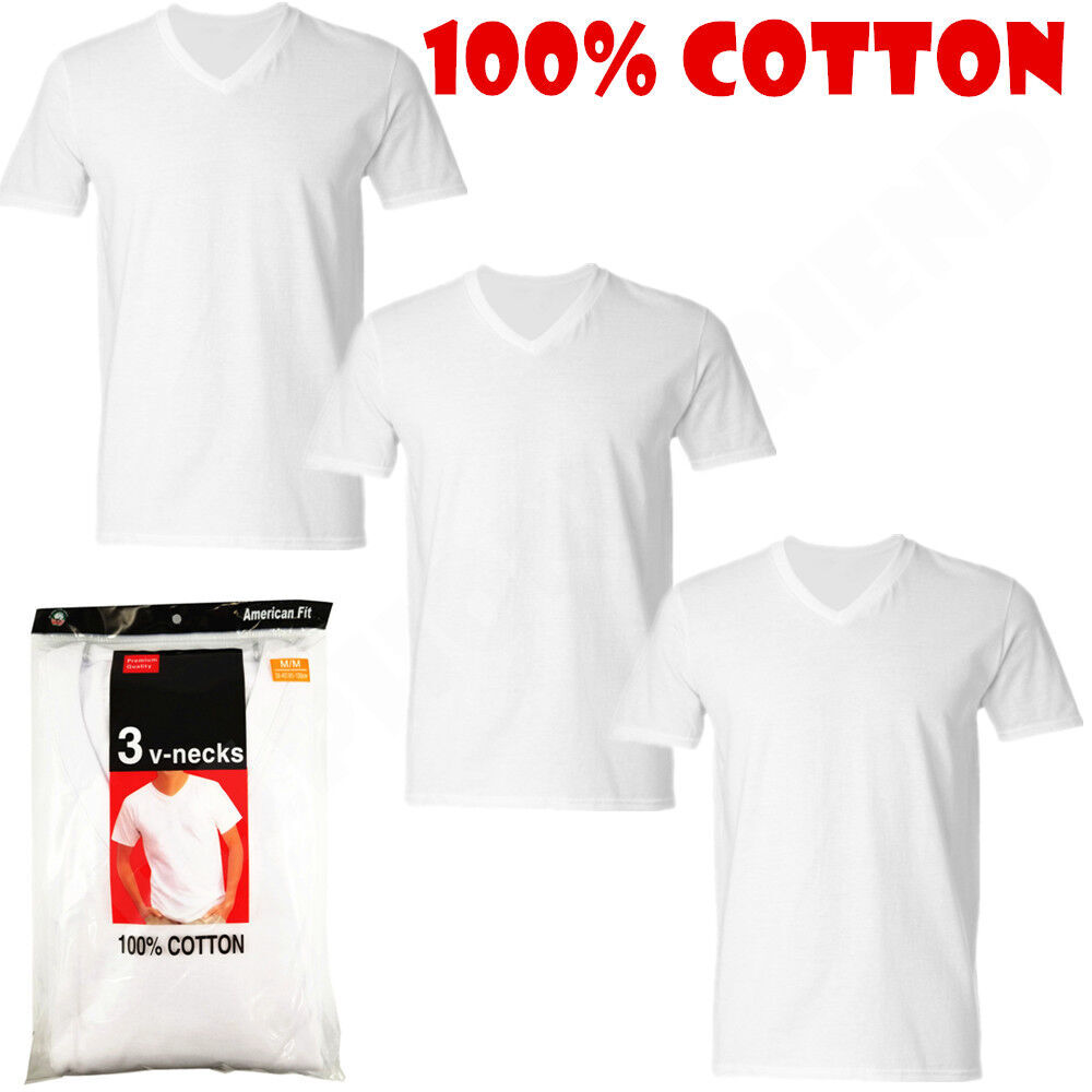 3-Pack Men's Black/White 100% Cotton V-Neck T-Shirts “Tag less ~Undershirt” gallery