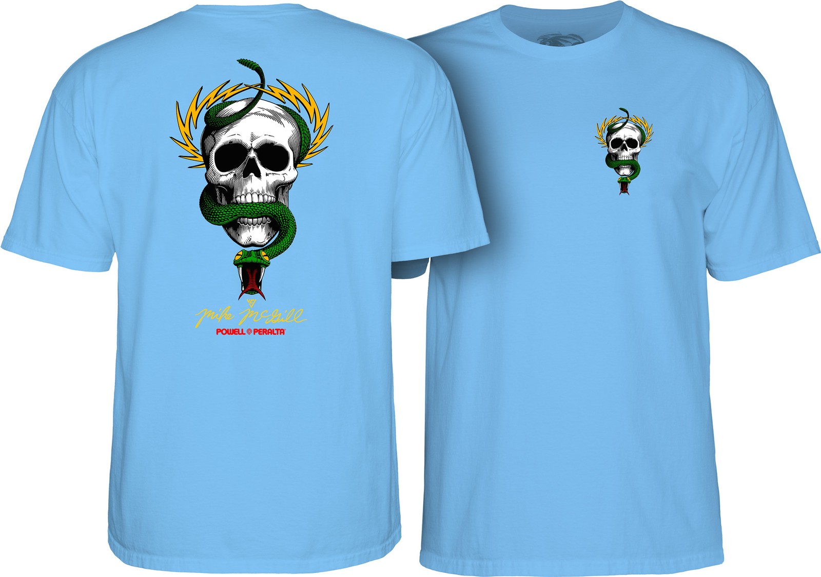 Powell Peralta Mike McGill SKULL AND SNAKE Skateboard T Shirt CAROLINA BLUE gallery