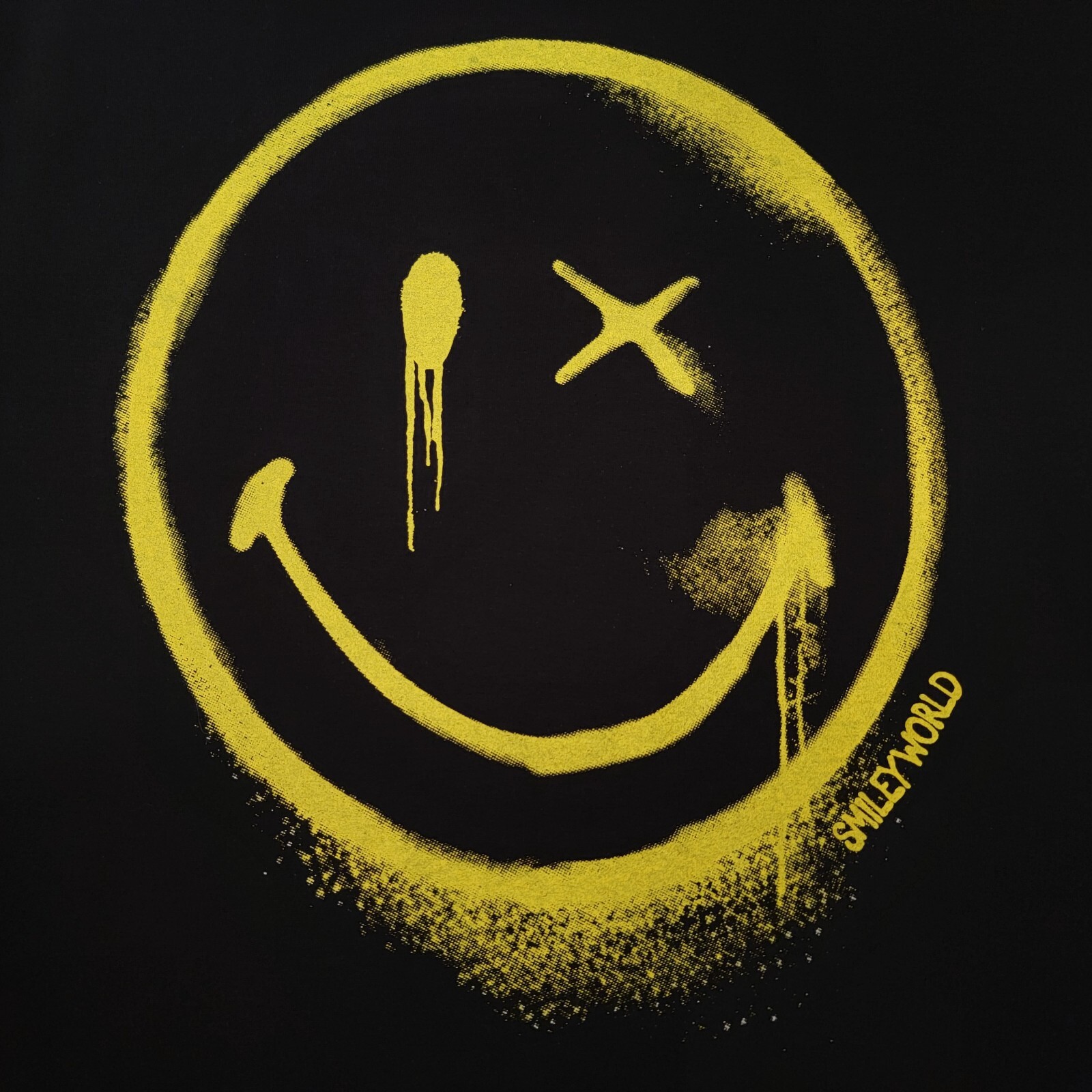 Smiley World Shirt Mens 2XL XXL BLACK GRAFFITI Street Art Skater Casual NWT gallery