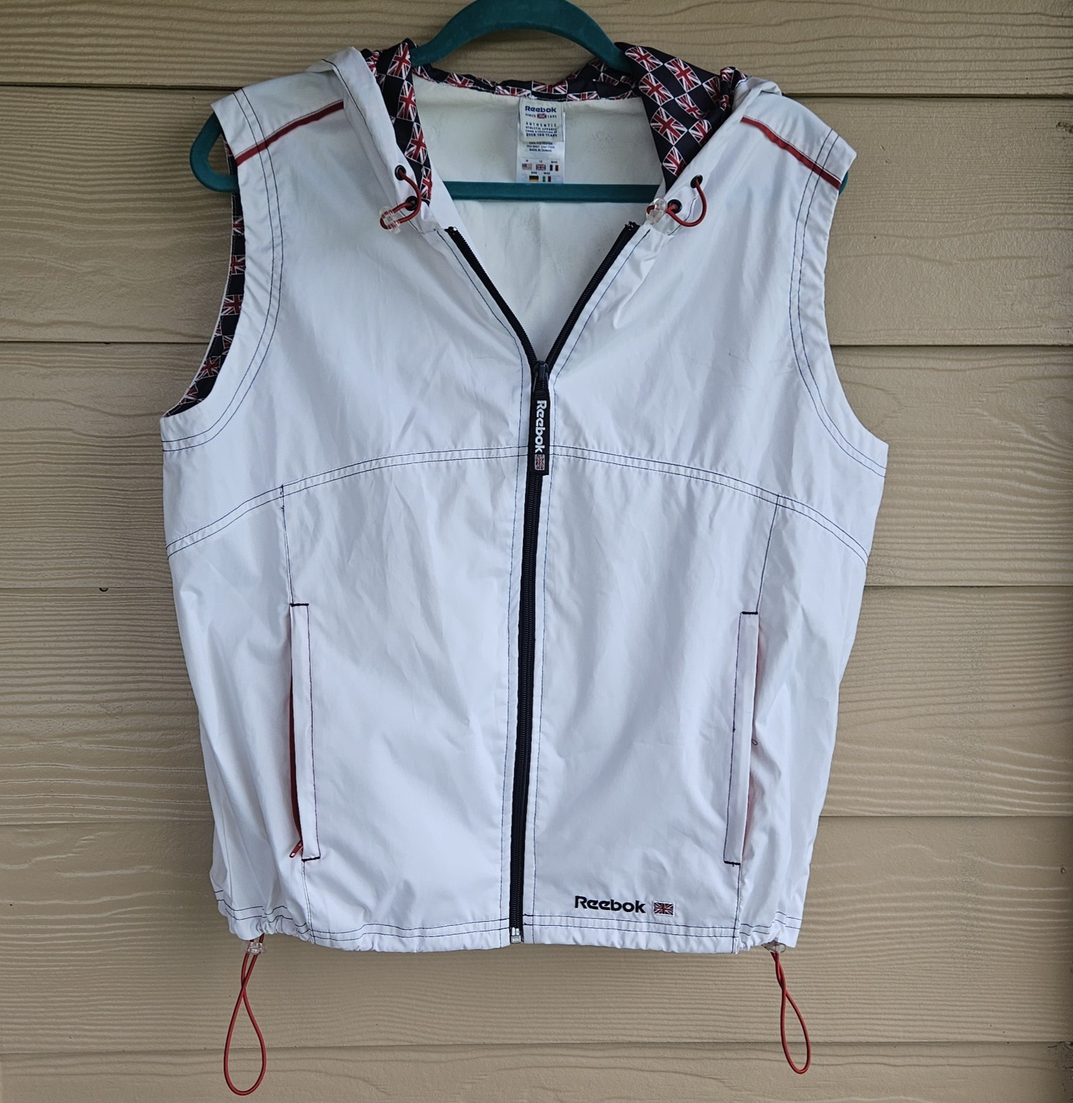United Kingdom Flag Lined Reebok Sleeveless Hoodie Size M Boxing Hoodie gallery