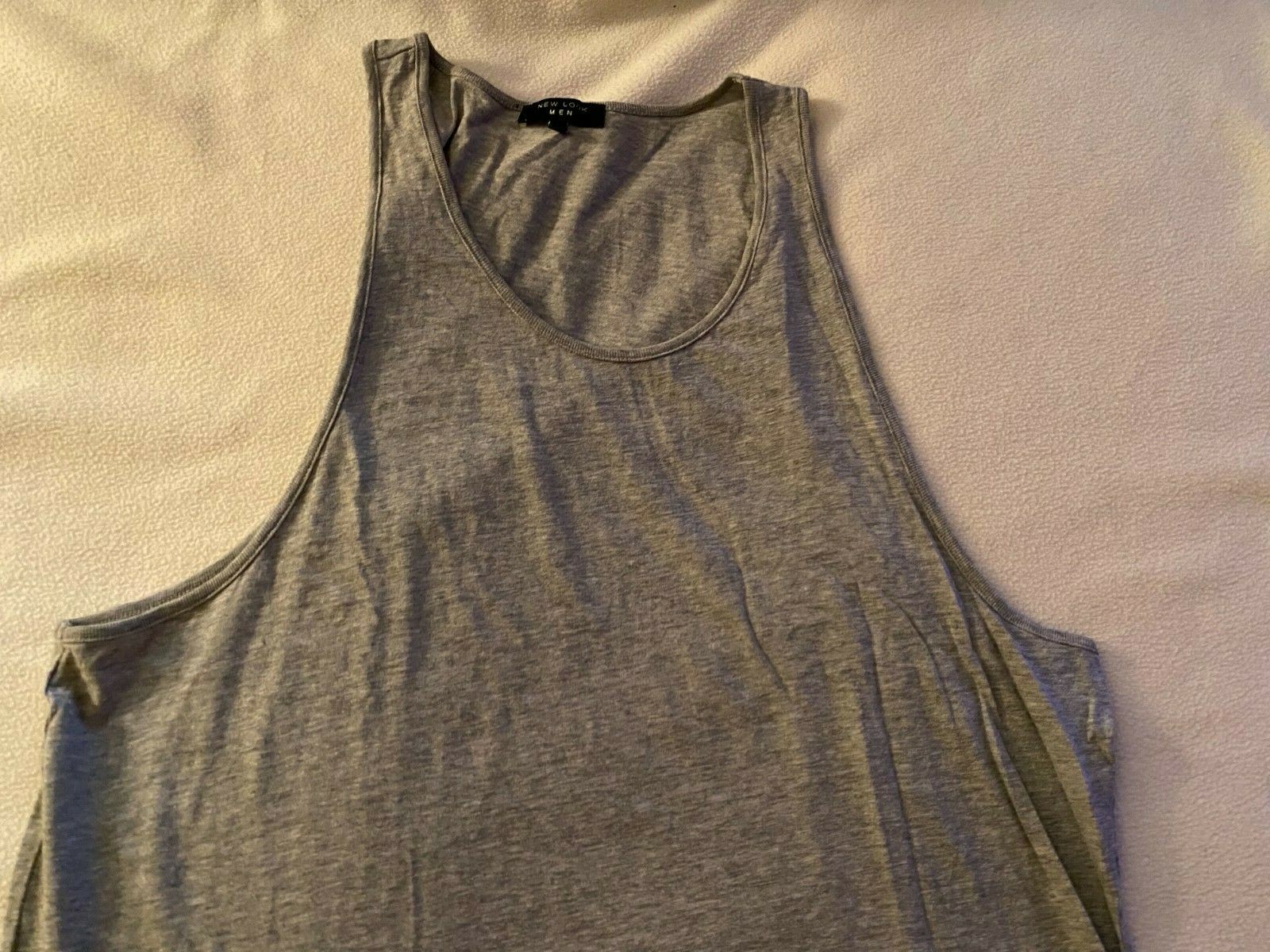 New Look Mens Gray Sleeveless Longer Tank Top Size Medium NWOT Cotton blend gallery