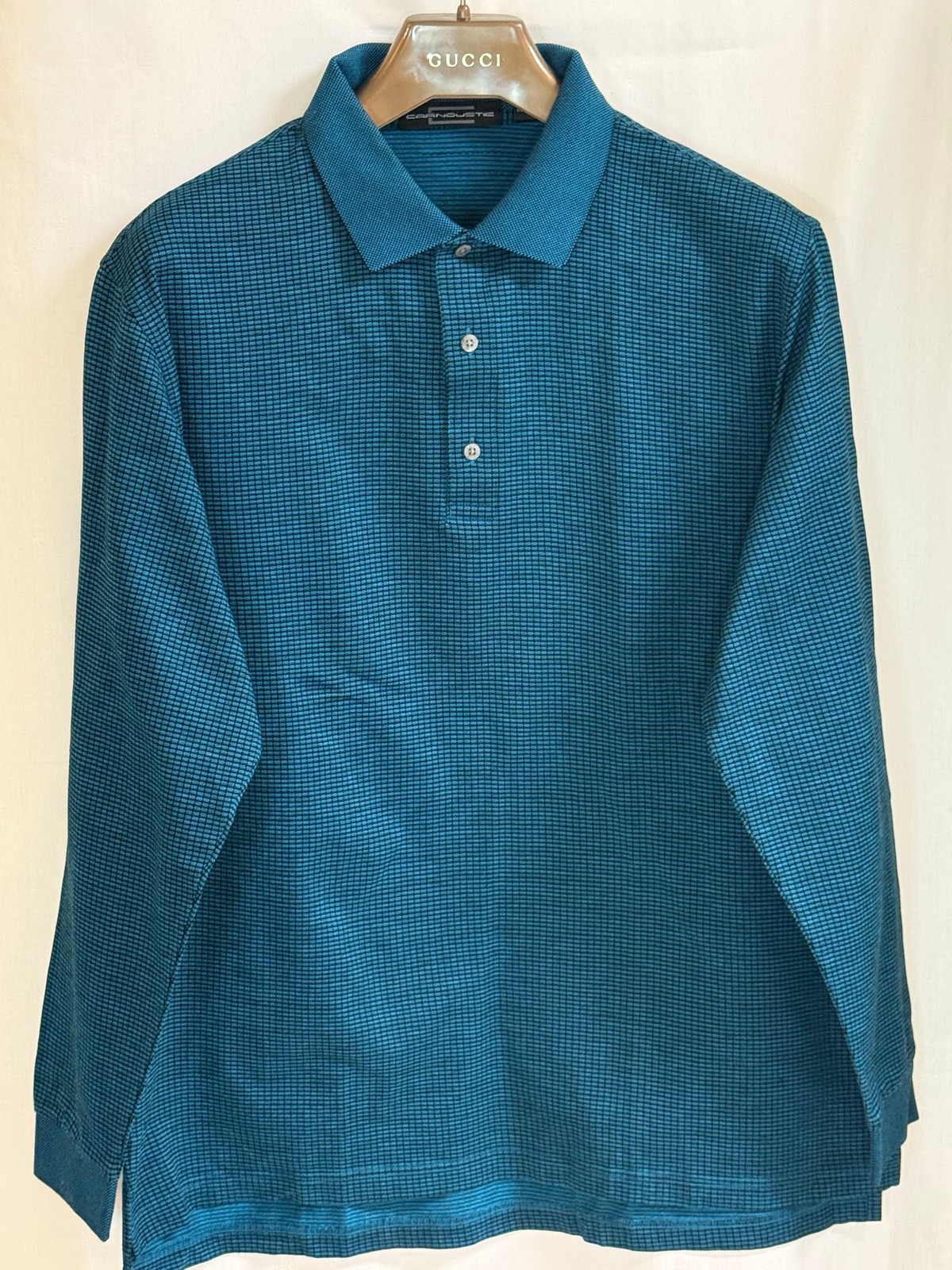 NWOT Carnoustie Men's Long Sleeves w/ Collar Shirt w/ Check Pattern-Teal Blue-XL gallery