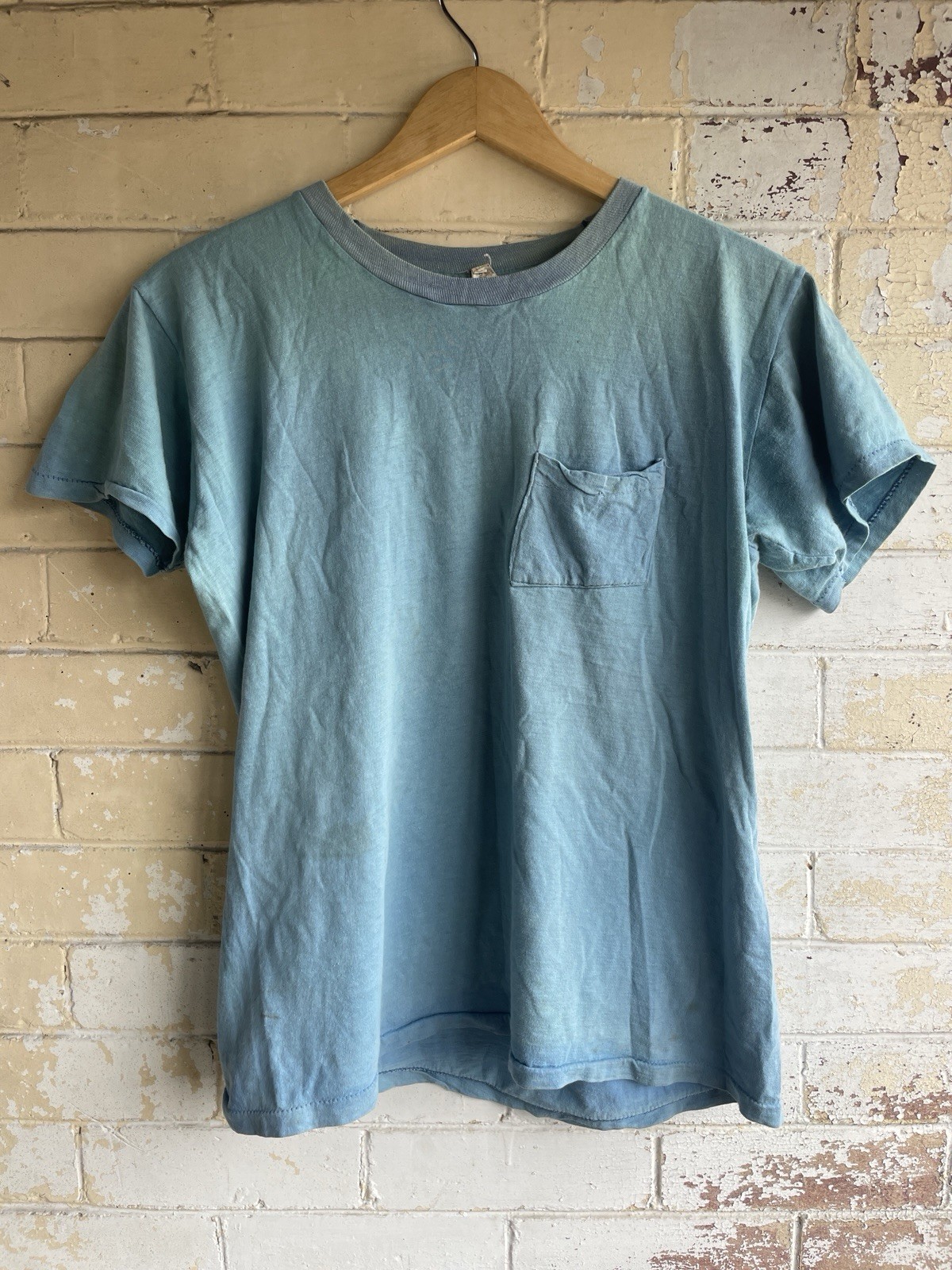 Vtg 1970s Fruit Of The Loom 2 Tone Pocket T-Shirt Hand Painted Bowling Sz M gallery