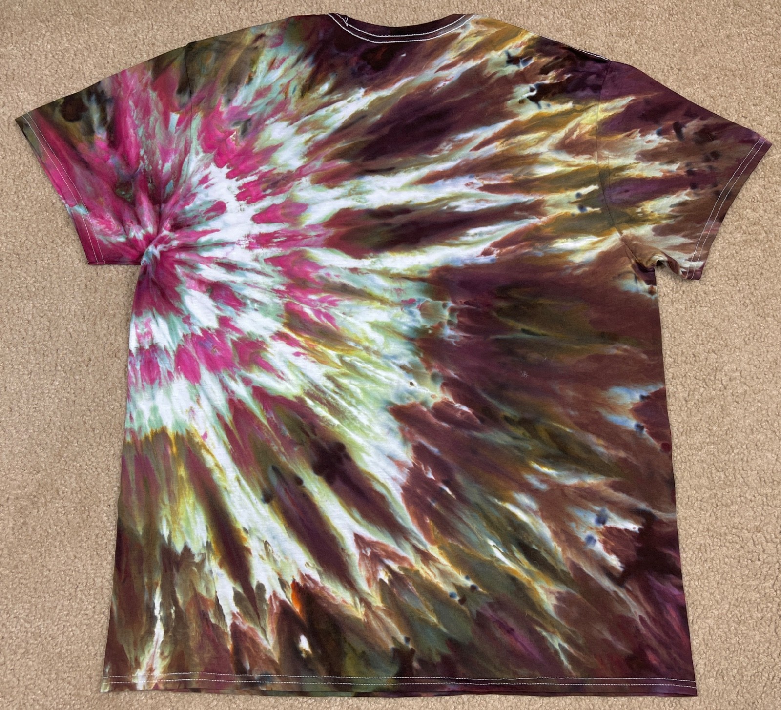 Handmade Ice Tie Dye T-Shirt XL Mens Womens Soft Cotton Plum Twist gallery