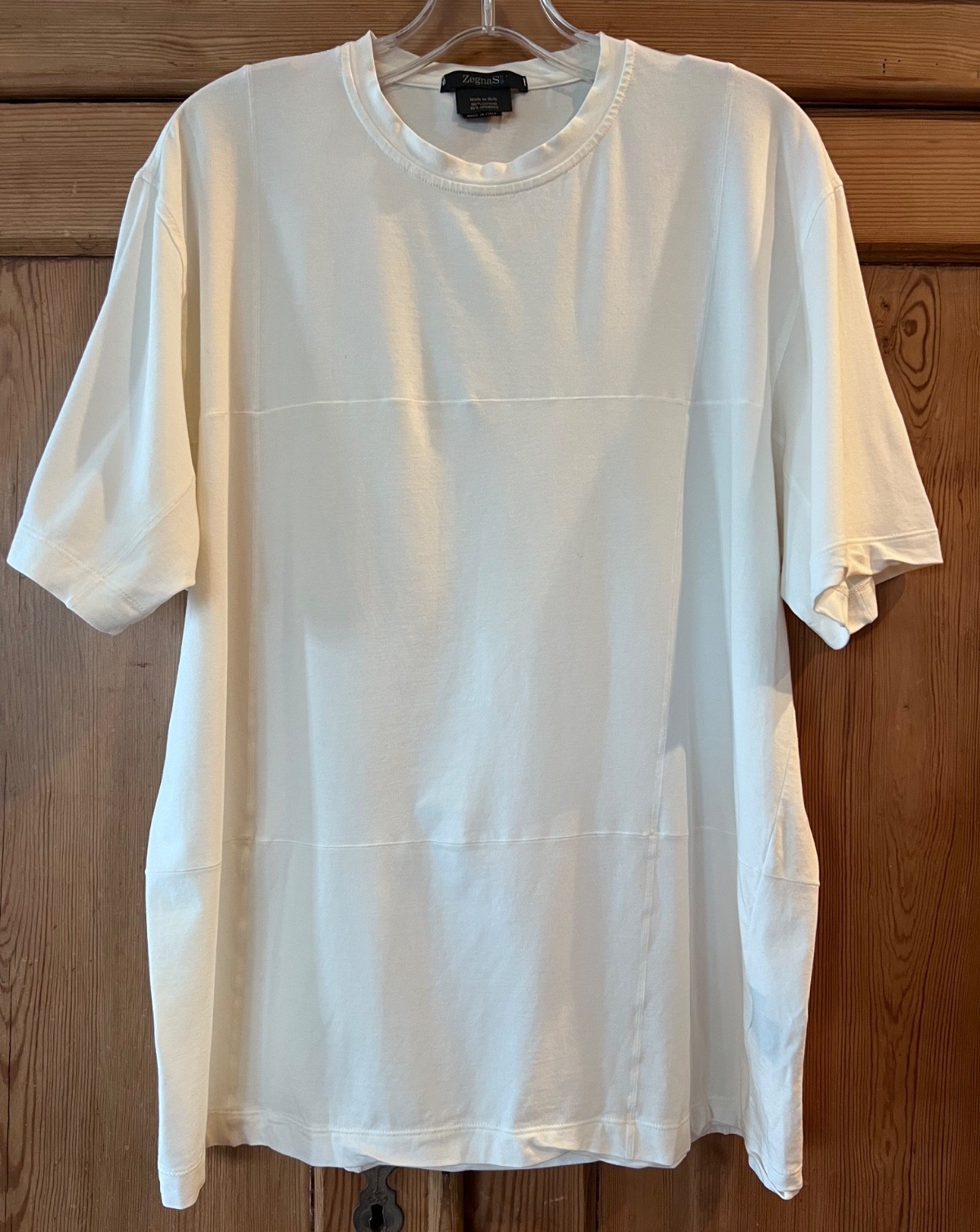 Zegna White T-Shirt Short Sleeve Casual Top Size XL Cotton/Spandex Italy