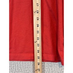 Lands End Mens Medium Orange/Red Long Sleeve Cotton Crewneck T-Shirt Ribbed Cuff