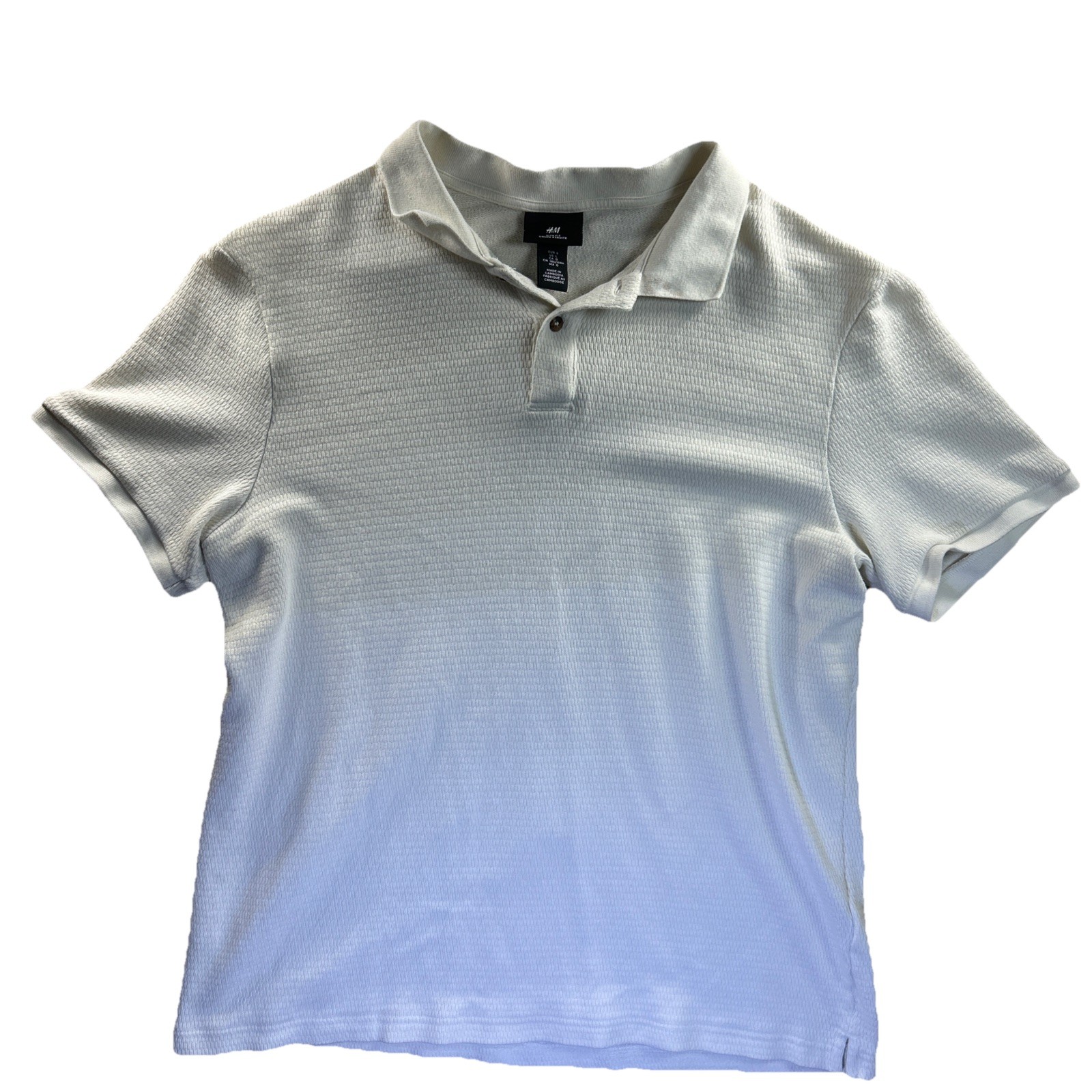 H&M Regular Fit Ribbed Ivory Polo Shirt Size Large