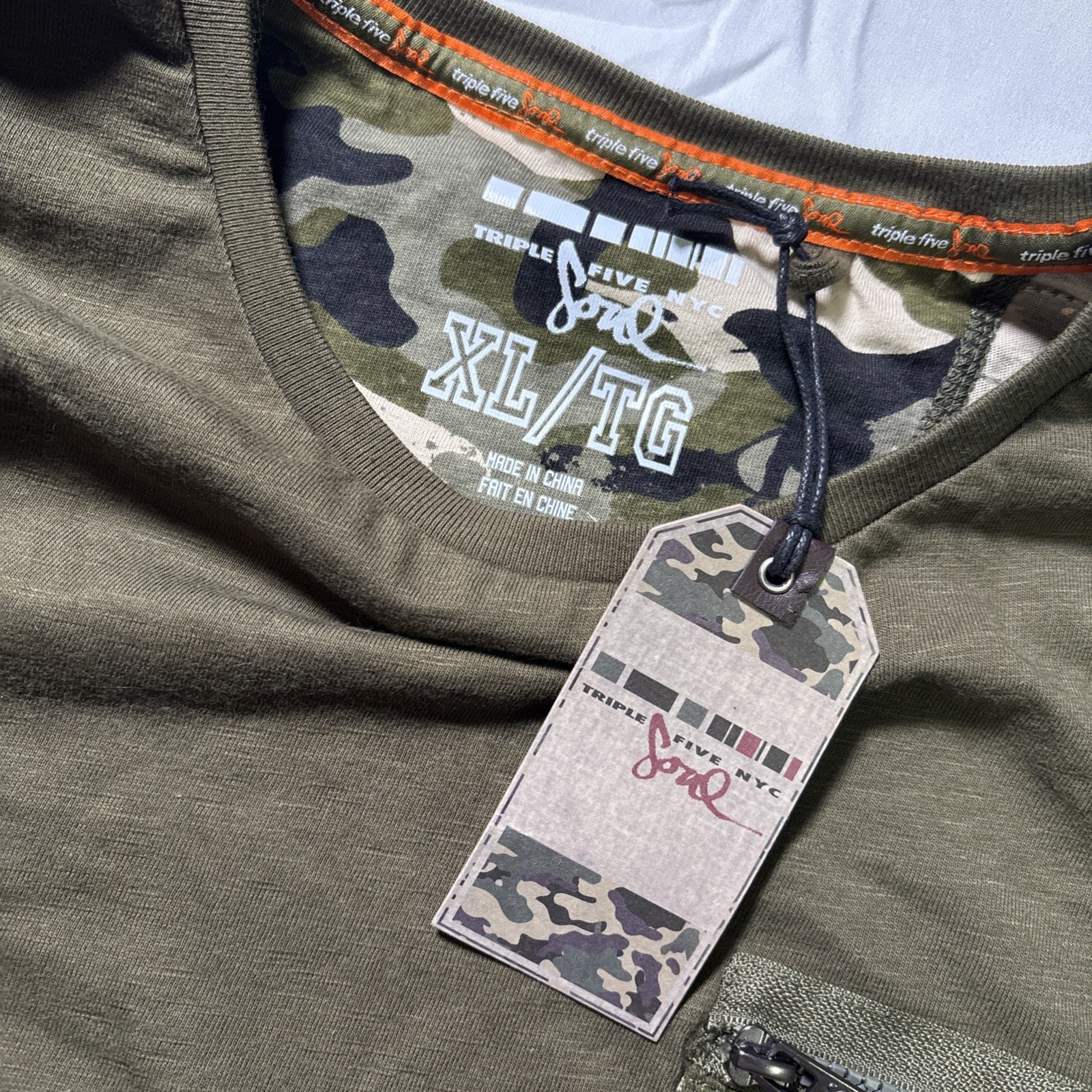 Triple Five Soul Shirt Mens XL Tee Camouflage Army Fatigue Grunge Zipper NWT gallery