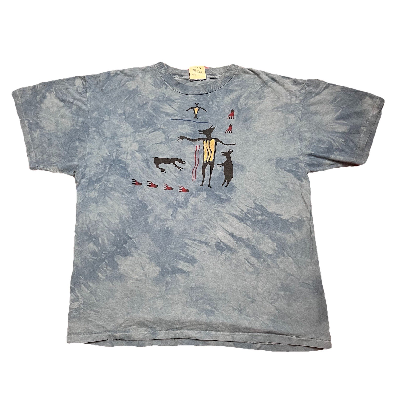 Vintage Primitives Andrea Bragg Tribal Animal Art T-Shirt XL USA Made Blue 90s gallery