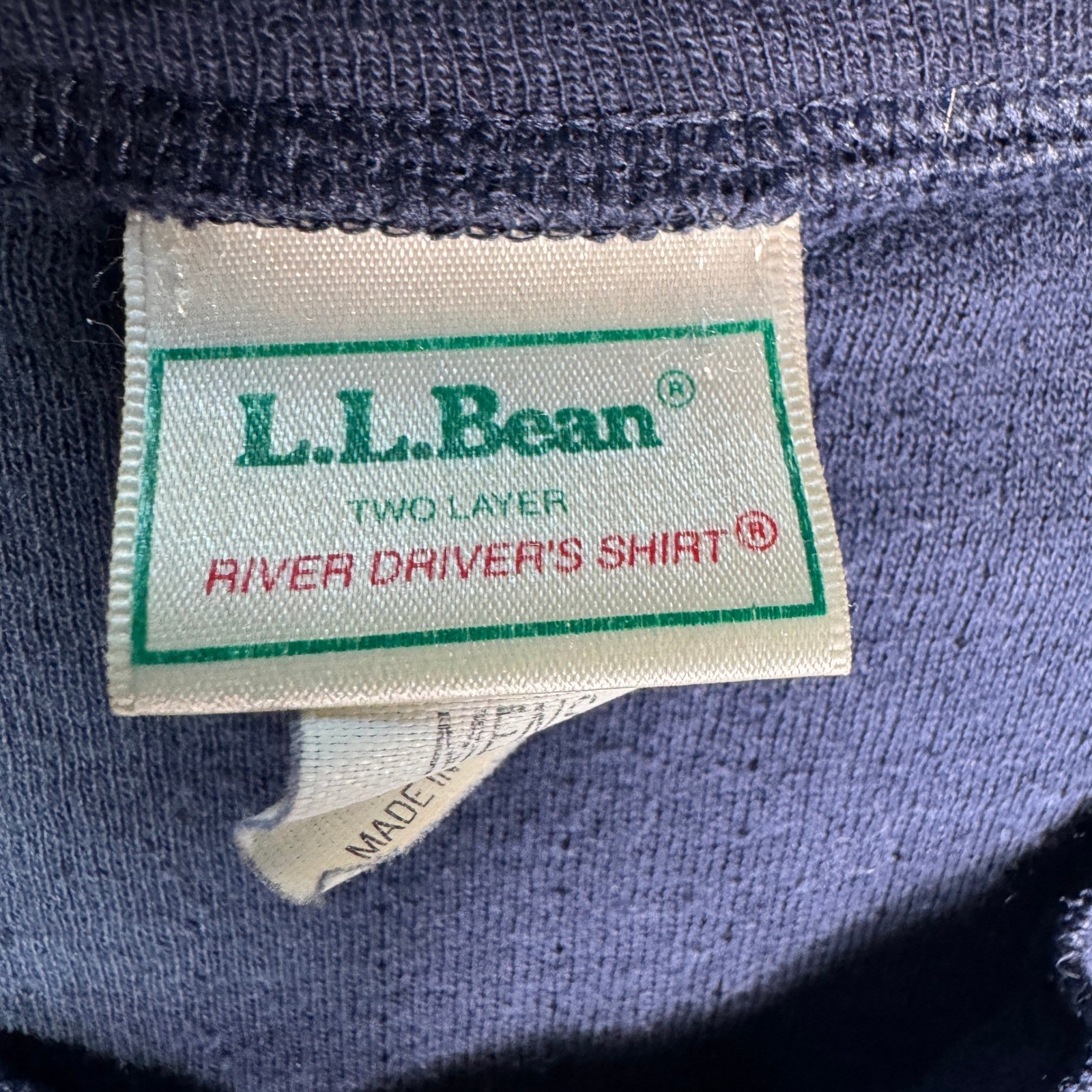 Vintage L.L. Bean River Driver Shirt Mens Medium Made in USA Navy Wool Henley gallery