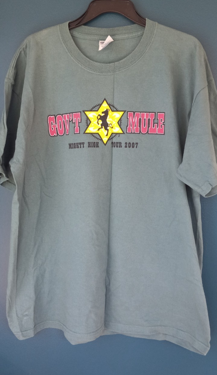 Gov’t Mule 2007 Mighty High Tour Shirt XL Exc Used Condit Sea Green Great Color