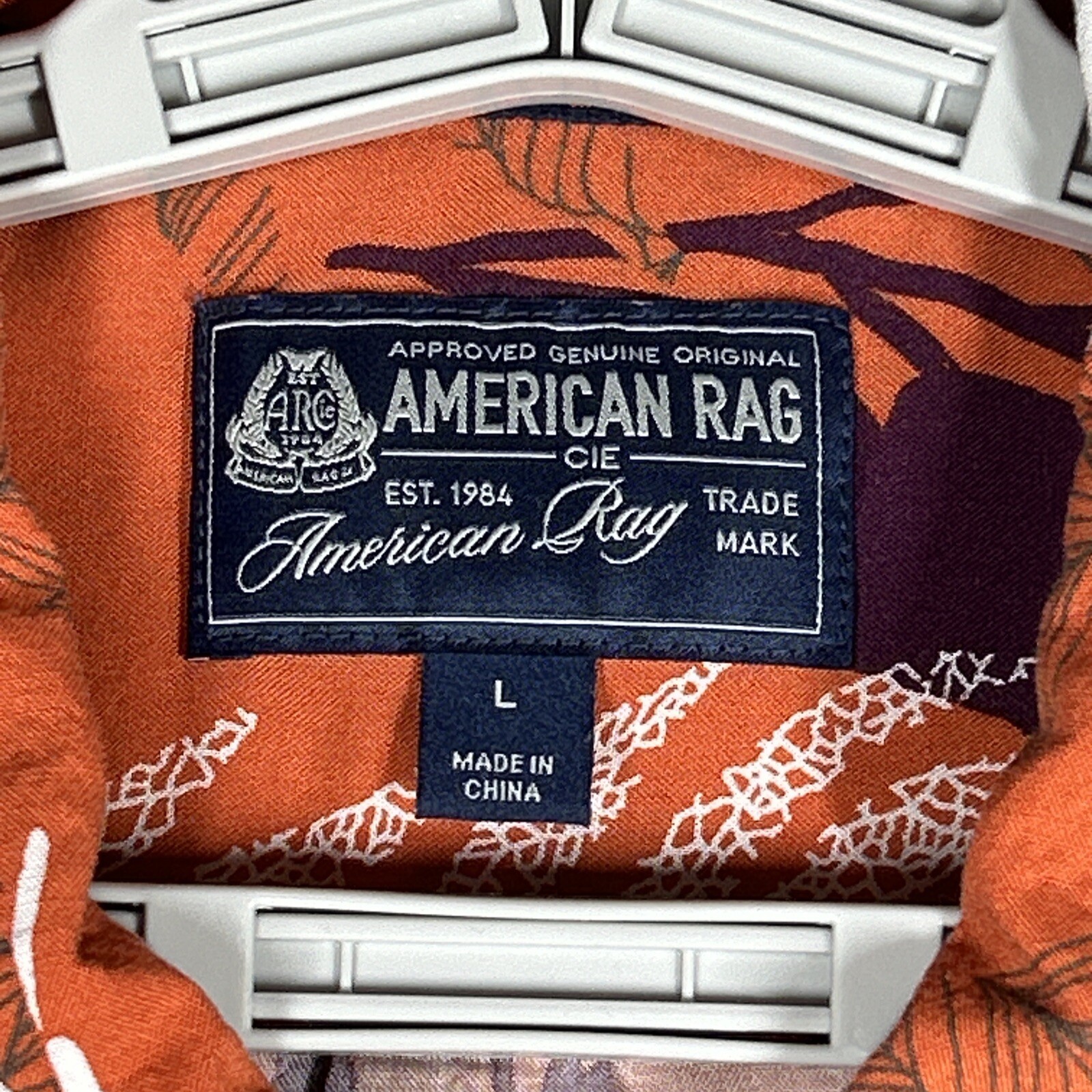 American Rag Floral Short Sleeve Shirt Mens L Orange Dress Shirt Collared gallery