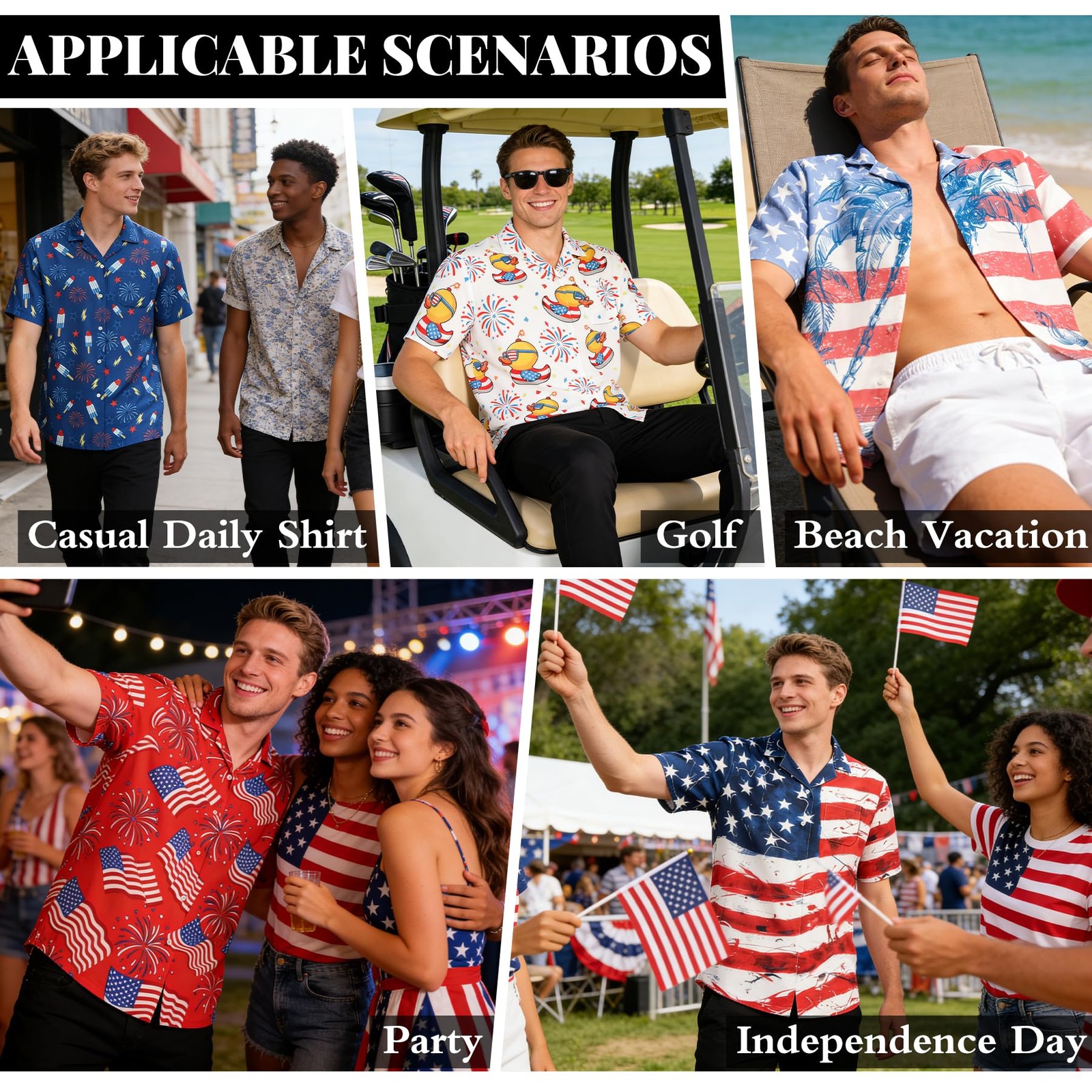 4th of July Hawaiian Shirt for Men Women, Funny American Flag Ice Cream Firew... gallery