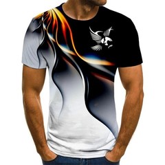 Mens Eagle 3D Print T Shirt Oversized Hip Hop Streetwear Casual Tee Top