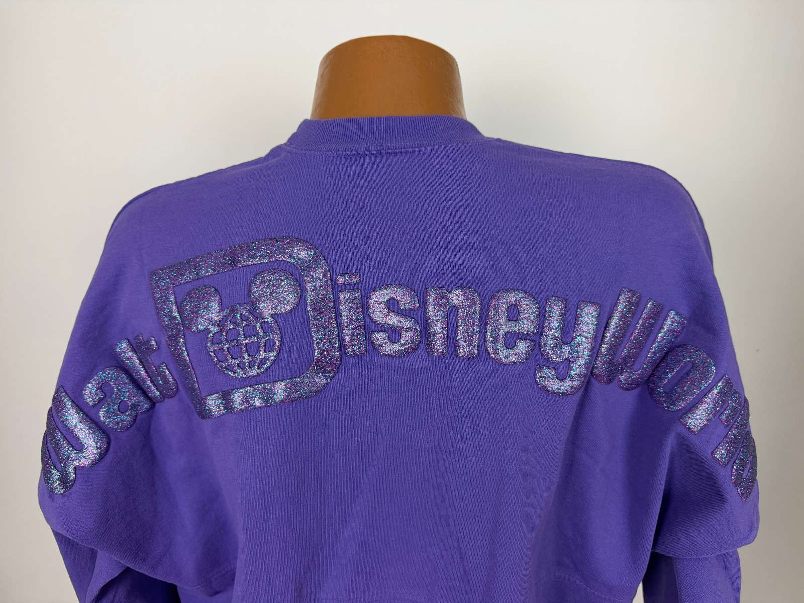 Walt Disney World Spirit Jersey Large Minimalist Mickey Glitter Spellout Purple gallery