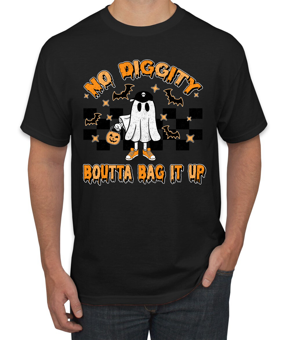No Diggity Boutta Bag it Up Ghost Bats Stars Pumpkin Men TShirt
