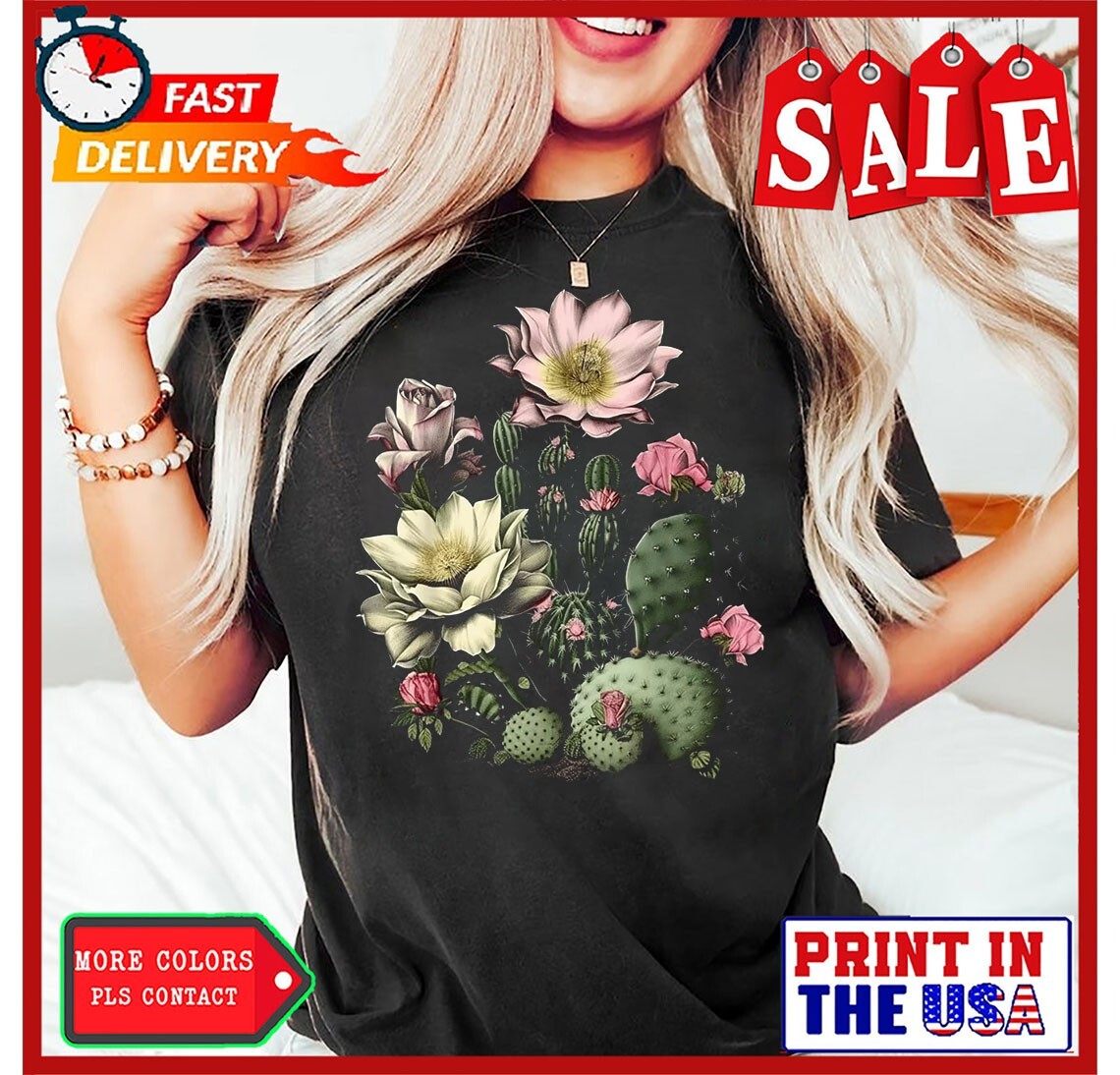 Cactus Succulent Plant Retro Cacti Botany Botanical Graphic Gift Unisex T-Shirt gallery