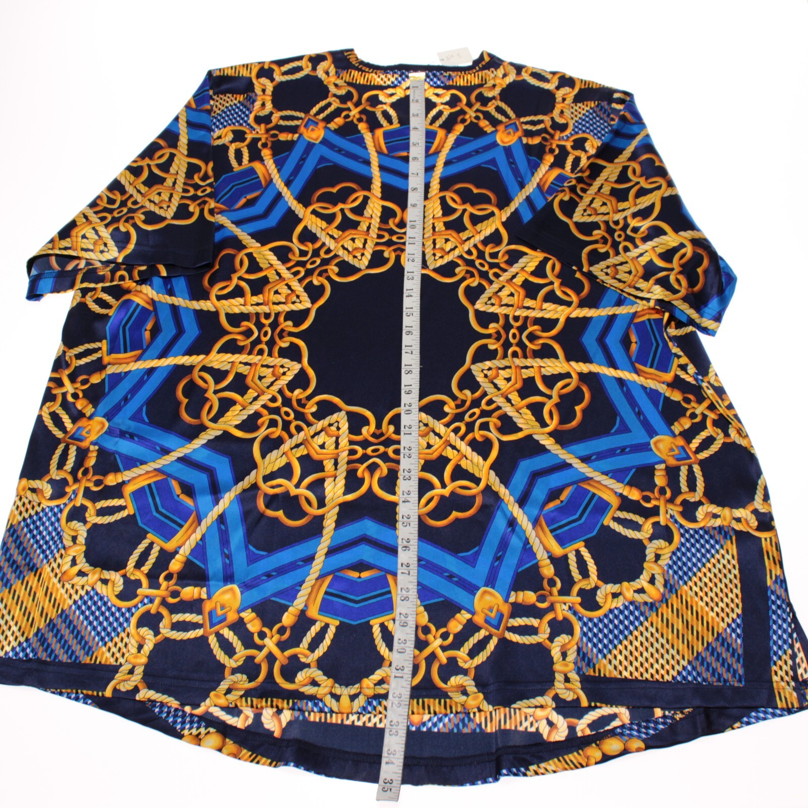 Fabio Caviglia NWOT Short Sleeve T-Shirt Size ~4XL in Blue/Multi Silk Blend gallery