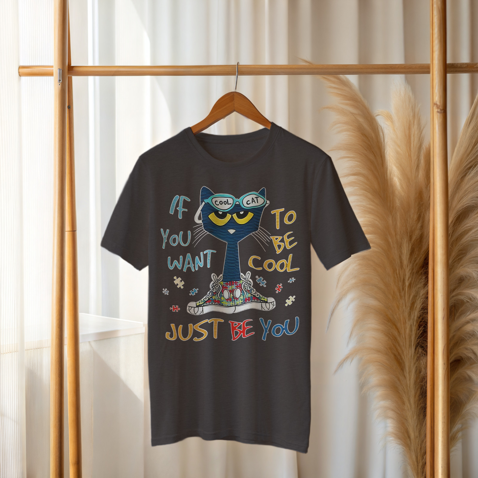 Cool Cat Graphic T-Shirt – Funny Cartoon Cat Tee with Motivational Quote A234 gallery