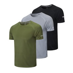 frueo Men’s 3 Pack Sports Compression Shirts Quick Dry Moisture Wicking Short…