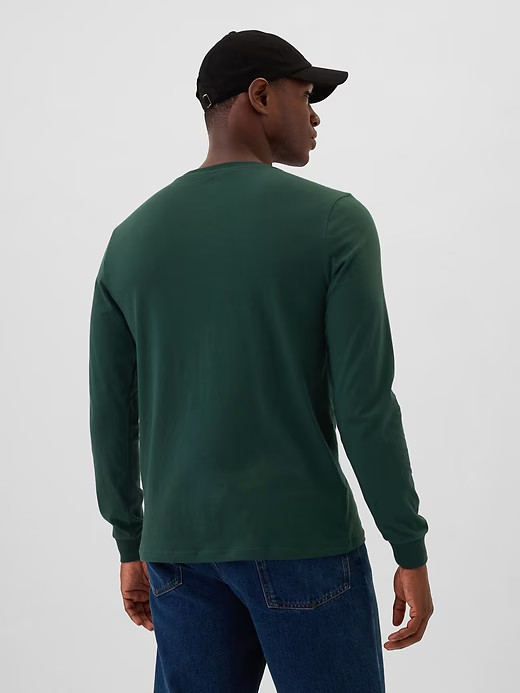 NWT GAP Everyday Soft Long-Sleeve Tee Shirt T-Shirt 100% cotton Green Men M gallery