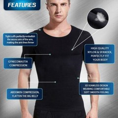 Men’s Compression Shirt Tops Slimming Tummy Control Body Shaper Abs Abdomen Vest