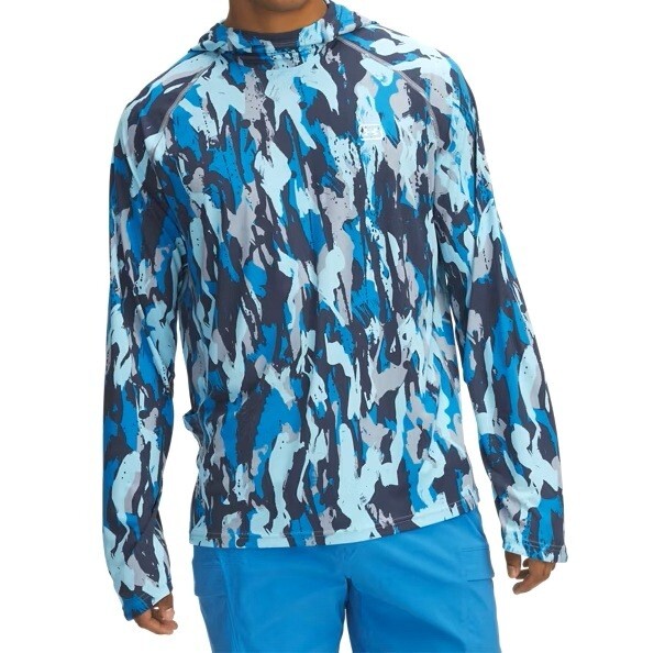 Under Armour 6000958 UA Men’s Fish ELITE Harbor Blue Camo Print Hoodie Sun Shirt