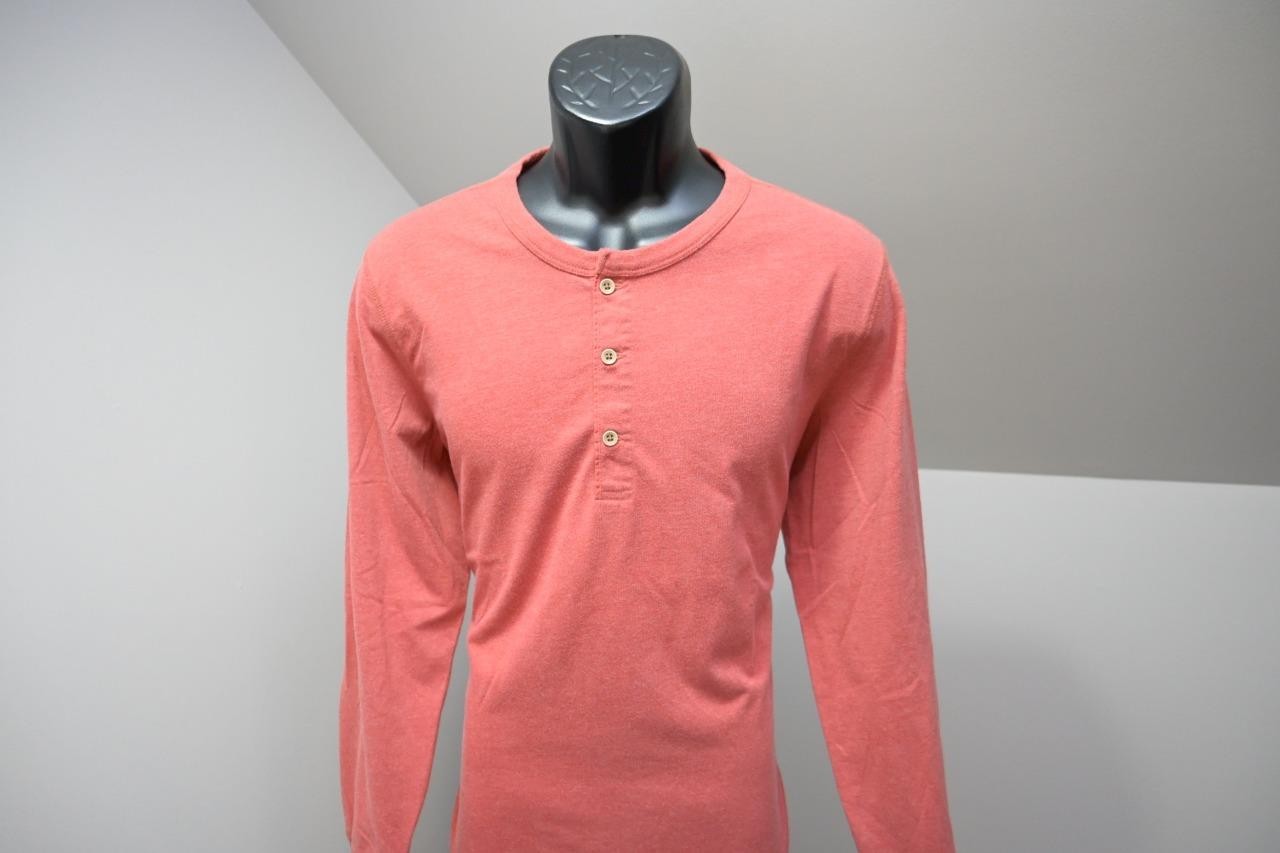 UntuckIt Henley Tee Shirt Red Cotton Poly Blend Long Sleeve Mens Size Large gallery