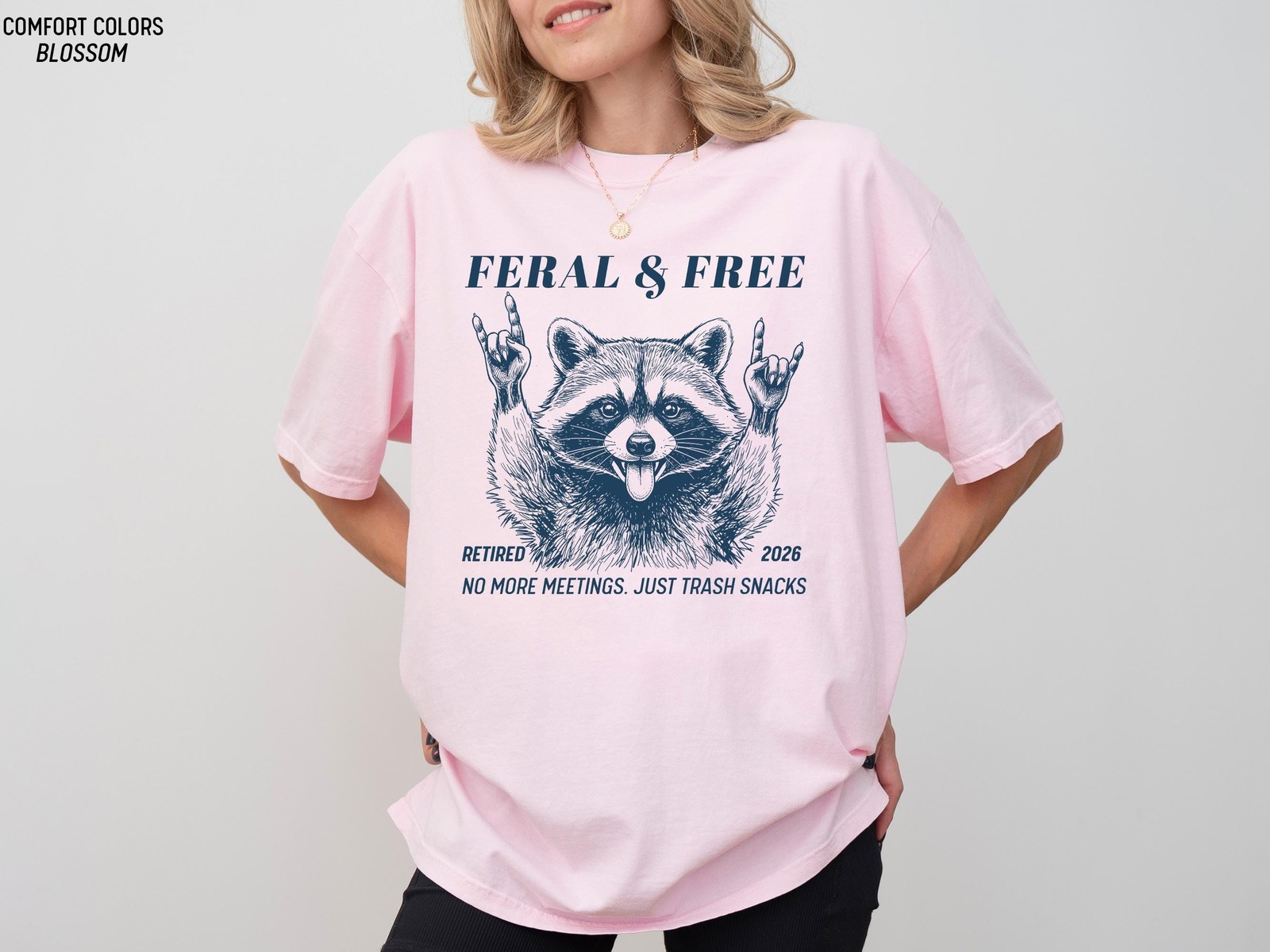 Personalized Retirement Shirt Feral and Free Raccoon Funny Retired Gift gallery