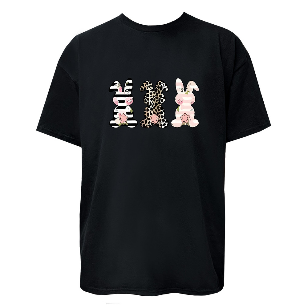 Easter Bunny Flower Tee Unisex Colorful T-Shirt Women, Men Graphic Easter Tee