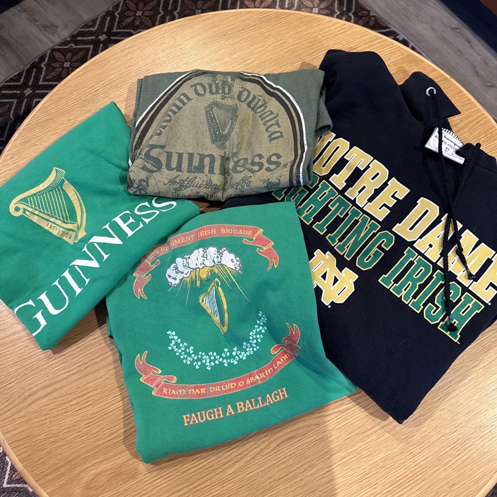 Lot of Men’s IRELAND Irish Note Dame St. Patty themed t-shirts, Hoodie Size L/XL