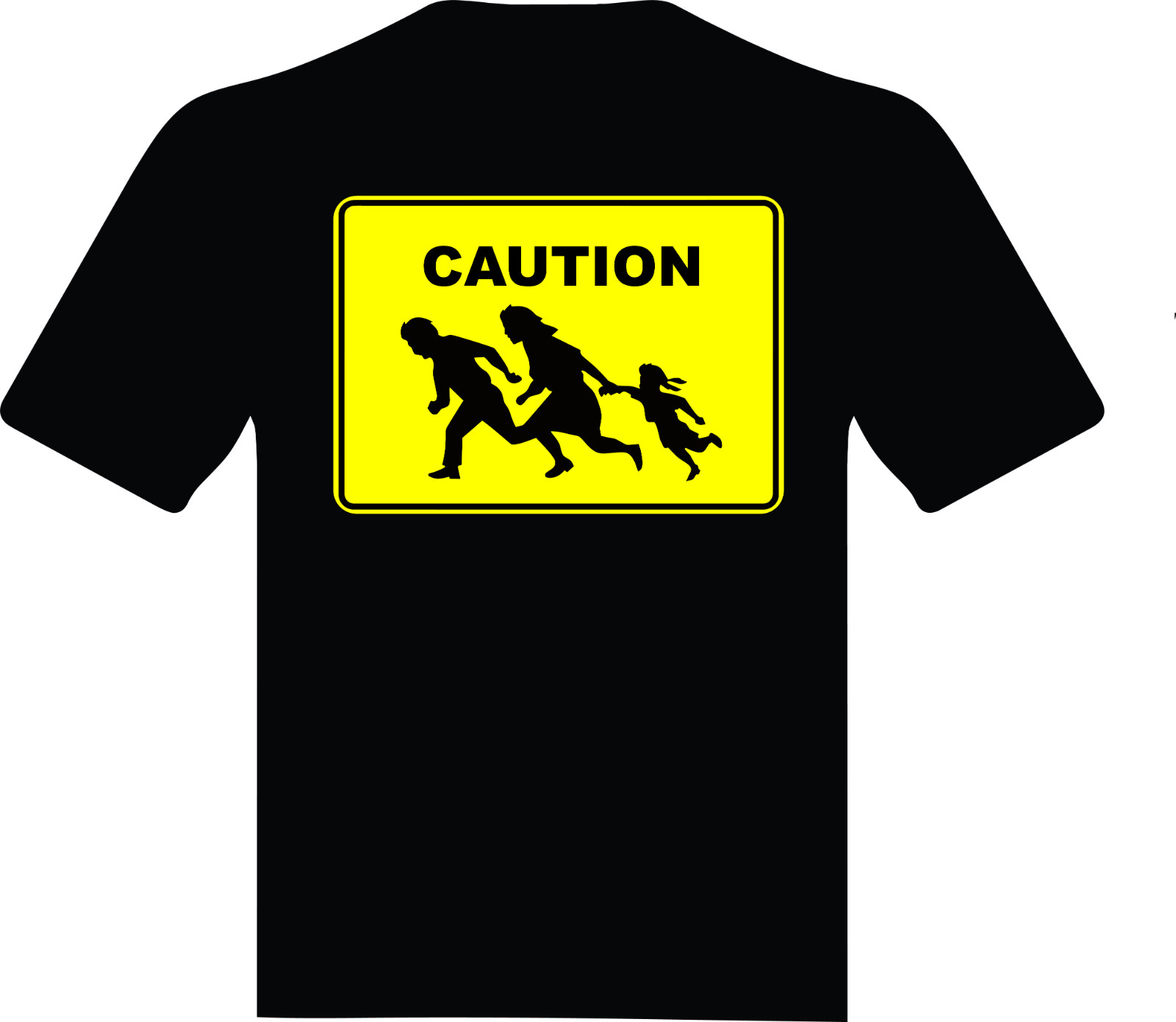 mexican crossing t shirt. black, yellow print, xl or any size, contact seller