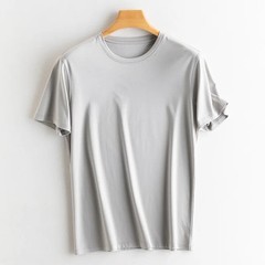Men’s High-end Fabric Silk Mercerized Cotton T-shirt Crew Neck Luxury Tee Short