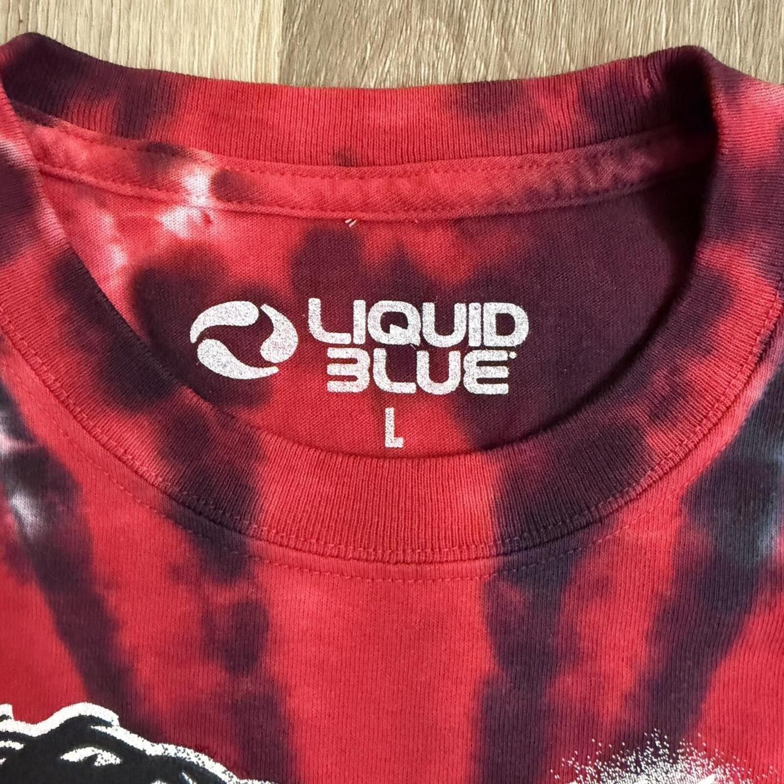 Liquid Blue Kiss band tee with red and black tie-dye KISS size L #bandtee #rock gallery