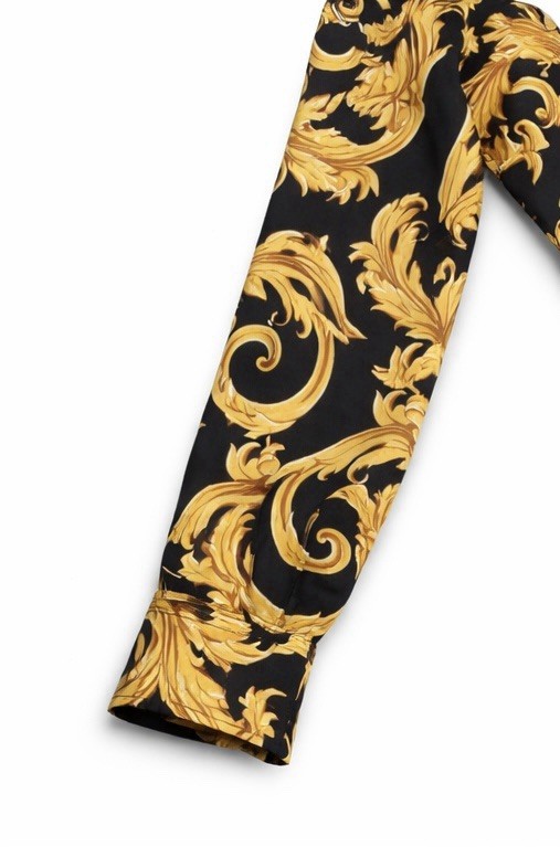 Versace Informal Shirt Twill Poly Baroque Black And Gold 46IT(S US) $1750 Retail gallery